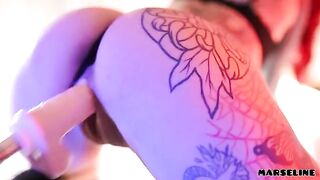 Hot schoolgirl Marseline fucks with a machine in a steamy scene