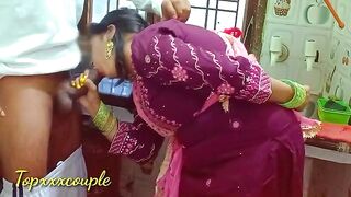 The hot Indian maid gets fucked in the kitchen
