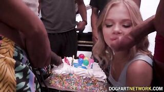 Coco Lovelock’s birthday surprise with 11 big black cocks