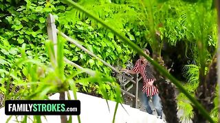 Two playful teens got caught in a steamy Fourth of July moment