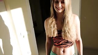 A girl caught her stepbrother jerking off and, out of pity, she was fucked
