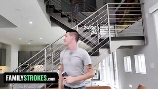 Sarah Bella, step sis with huge natural tits, rides hard