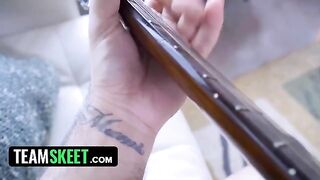 Two step sisters Demi Sutra and Evelin Stone share a boyfriend’s huge cock