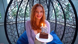 A skinny girl was fucked on her 18th birthday in a hot, real scene
