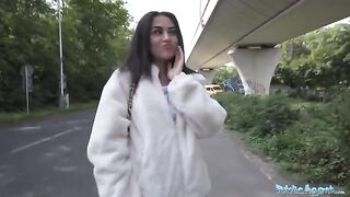 Petite teen almost gets hit by a taxi, then gets fucked by Public Agent