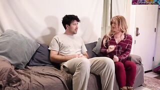A stepmom helped her stepson to relieve his cock in a taboo scene