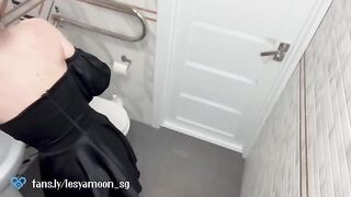 First night date with a hot brunette in the toilet, lesya moon