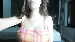 A cute pregnant girl masturbates with her amazing big belly