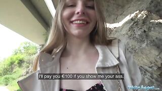 Hot long haired Ukrainian babe talked into sex outdoors