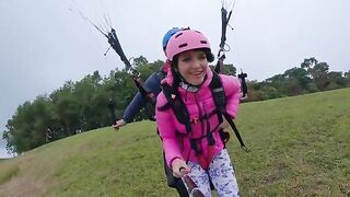 Sexx Sexxx squirts while paragliding 2200 m above the sea