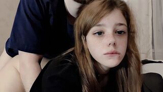 The pretty woman has slow sex with her roommate