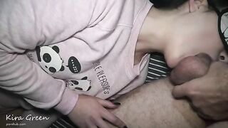 A blowjob, mouthfuck, balls licking, pussy licking, and double cumshot action