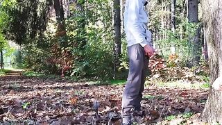 A guy flashed his cock in the park and a hot MILF gave him a titty fuck