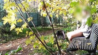 A guy flashed his cock in the park and a hot MILF gave him a titty fuck