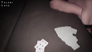 A girl got fucked in her tits and mouth after cards