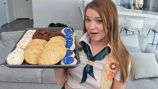 The motivated girl scout teased with her cookies before getting fucked hard in POV