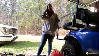 Lucky mechanic plows a busty blonde babe, Bailey Brooke, right there on the road