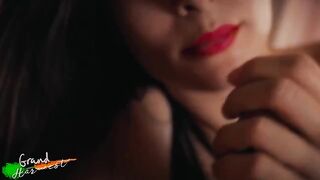 A redlipstik stepmom makes a sloppy blowjob and gets her mouth filled with cum in this POV video