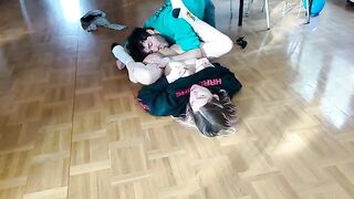 A couple have sex on the floor, the girl squirts and gets a huge load