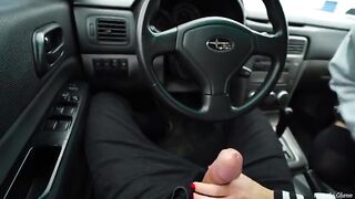 Blonde babe Veronika Charm met her fan in the car