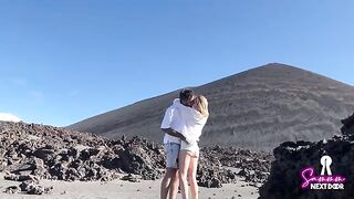 We climbed a volcano and he erupted in my mouth - real couple action
