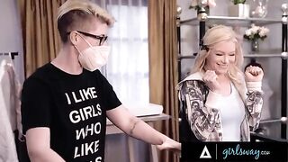 Passionate scissoring session with stunning Ember Snow and a hot blonde