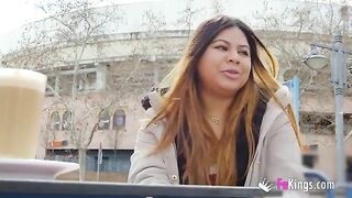 Amateur fat Latina Yiyi Candy exposing herself on the street before getting fucked hard