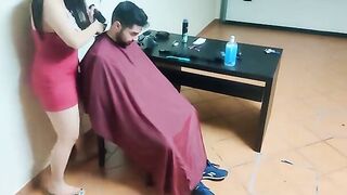 A friend's mom offered to cut hair, but things got wild and passionate