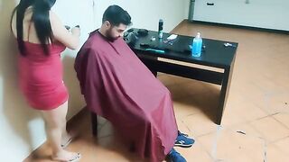 A friend's mom offered to cut hair, but things got wild and passionate