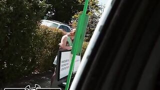 Redhead Harper Red gets picked up and screwed on the bang bus