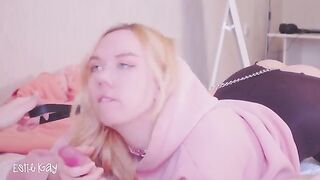 A walk with a butt plug on a leash turns into hard anal sex for the silly step sis