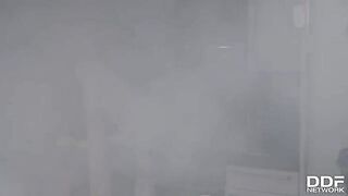 Firefighters fucked busty tattooed slut Monika Fox in an intense orgy scene