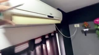 A very sexy girl had sex with the installer because she could not pay him