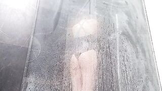 Sweet wet pussy makes a woman squirt orgasm in the shower