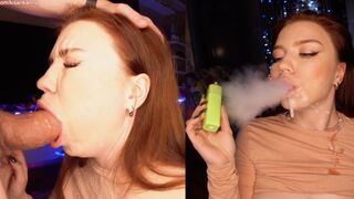 A cute 18-year-old girl made a blowjob while smoking a cigarette for the first time