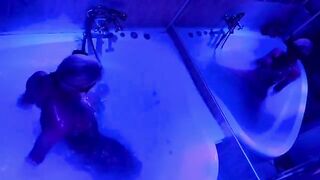 The blonde is playing with sex toys in the bathroom. She’s horny and needs more
