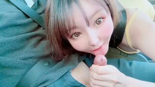 A juicy girl got her pussy wet in the car and started to fuck