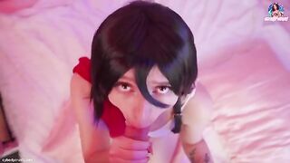 Attack on Titan Mikasa Ackerman gets her pussy smashed and face covered with cum