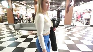 Big ass blonde gets fucked in a shopping mall toilet for cash