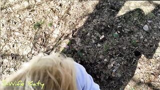 A cutie girl came to the forest and got a lot of cum on her ass