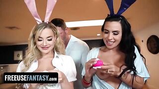 Bunnies Blake Blossom and Sandy Love get fucked while preparing for Easter