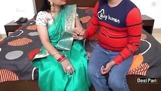 Desi Pari teaches English to a boy and shaves her pussy with clear Hindi audio