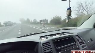 Sky Pierce gets horny and flagging down cars for public sex