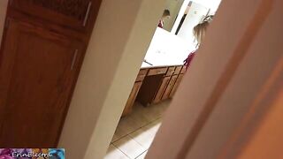 A stepson masturbating while his stepmom prepares for bed