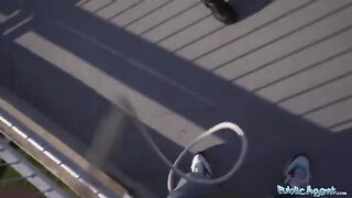 Brunette with a beautiful bubble butt gets fucked by the Public Agent outdoors