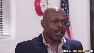 Two huge black dicks fuck cute blonde Heather Honey in DP action