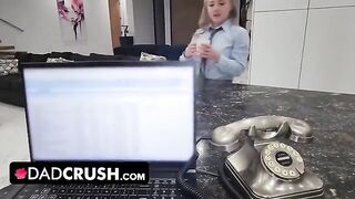 Eva Nyx, a thick blonde stepdaughter with a juicy 34C-28-38 figure, gets creampied by her stepdad