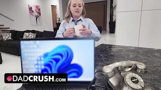 Eva Nyx, a thick blonde stepdaughter with a juicy 34C-28-38 figure, gets creampied by her stepdad