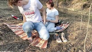 A little girl went camping with her boyfriend, but she was naughty