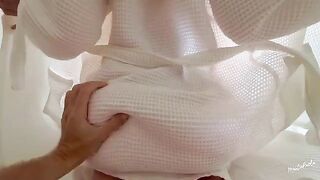 My stepbrother can't resist my juicy ass, I shake it and he slaps it!